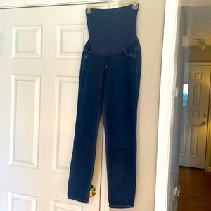 Maternity Indigo Blue Dark Wash Jeans Size Large EUC